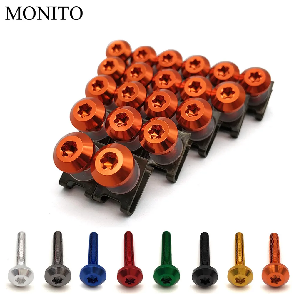 

20pcs M6 Motorcycle Fairing Bolts Nuts Kit Body Fastener Clips Screws For KTM Duke 125 200 250 390 690 EXC EXCF SX SXF XC XCF