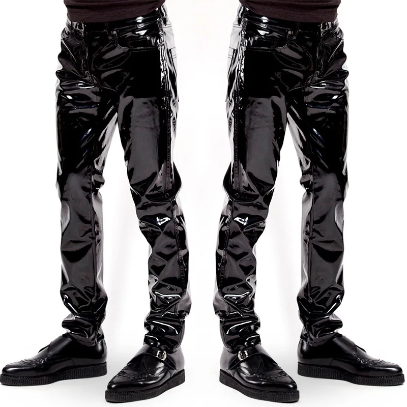 Plus Size Sexy Patent Leather Men's Trousers Leggings Stage Clubwear
