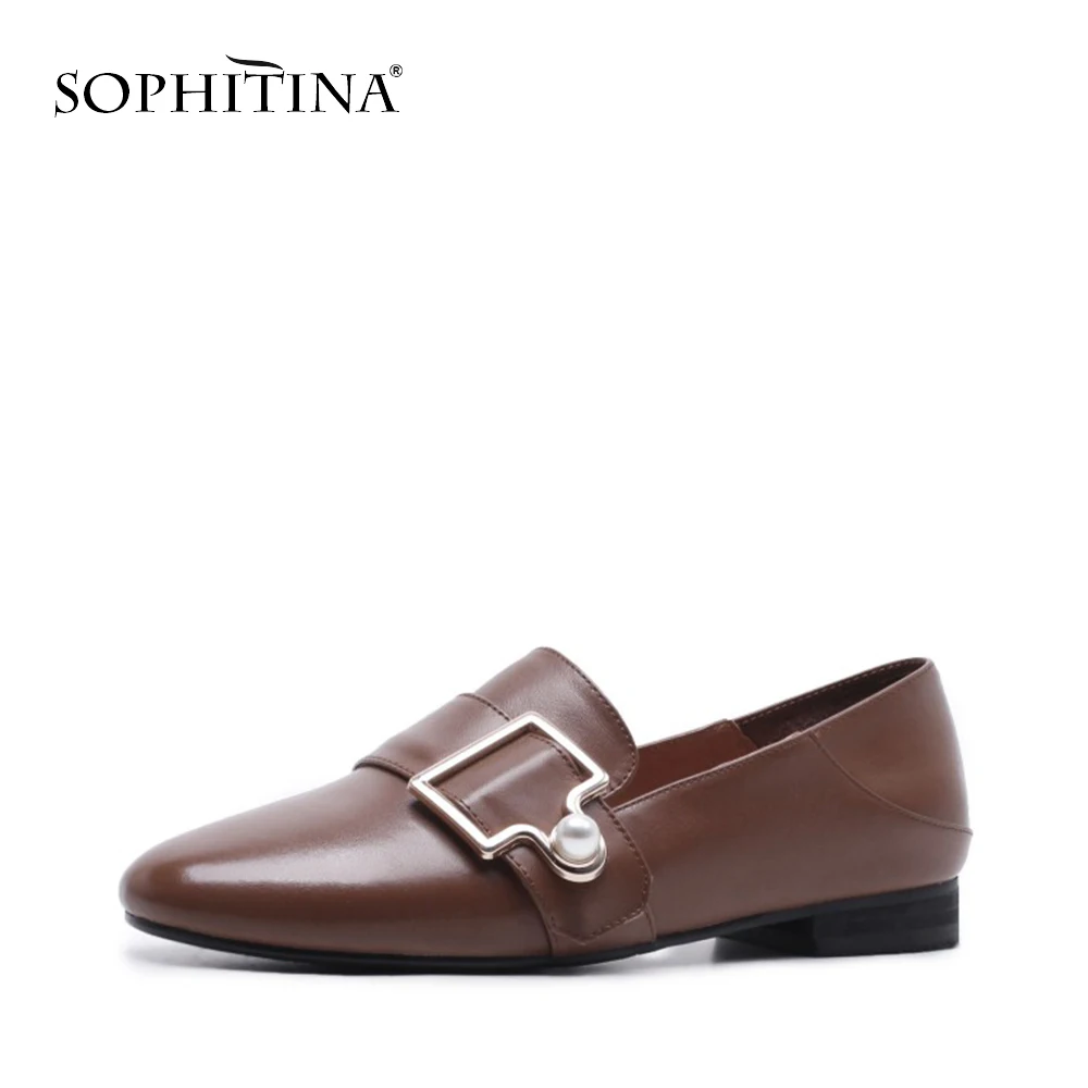 

SOPHITINA Spring Hot Sale Women Pumps High Quality Genuine Leather Square Low Heel Lady Shoes Fashion Round Toe Party Pumps PO92