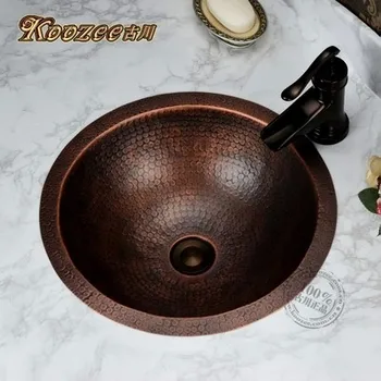 شراءحوض غسيل أوعية الجمهور الأوروبي حوض نحاسي أرجواني عتيق لحوض الحمام
