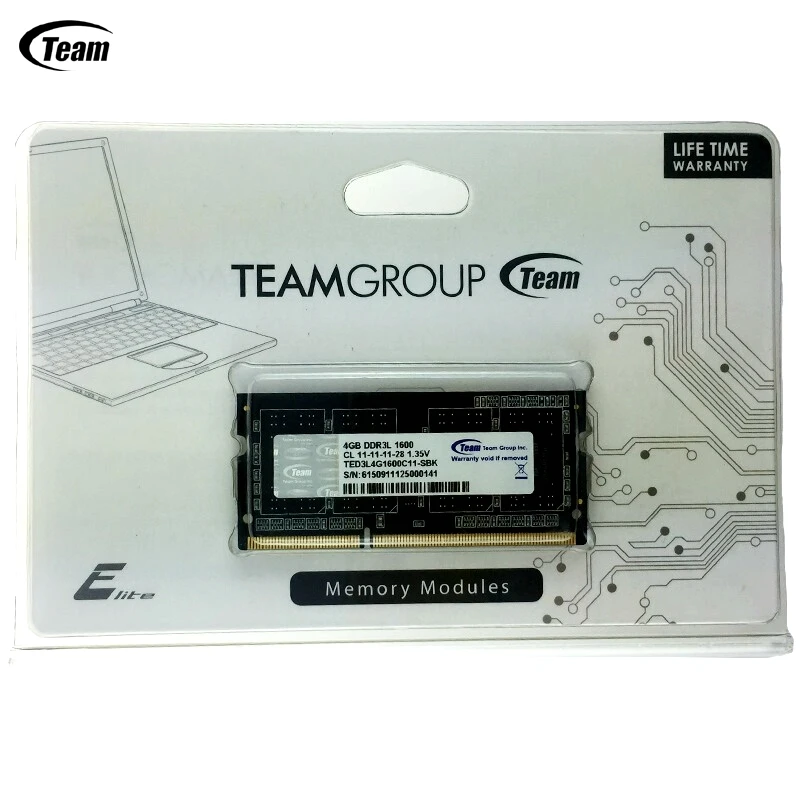 Team Group Team DDR3L ноутбук ОЗУ 4 ГБ 8 ГБ 1600 МГц 204pin CL 11-11-11-28 1,35 в Высококачественная память для ноутбука