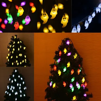 

New 6M 30LED 3D Halloween Ghost Solar Fairy LED Light String Color Flash Bedroom Garden Balcony Window Holiday Party Decor Gifts
