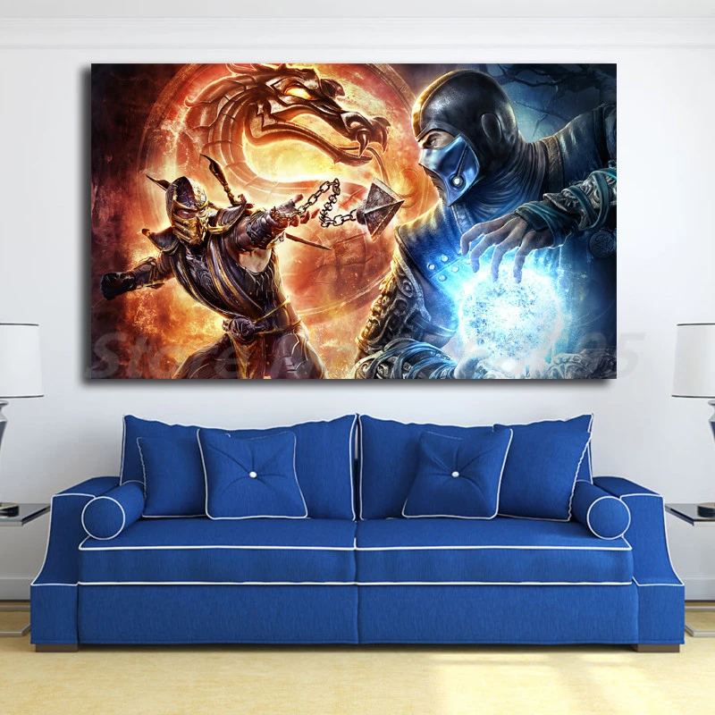 Mortal Kombat Scorpion Vs Sub Zero Wallpaper Hd Art Canvas Poster Painting Wall Picture Print For Modern Home Bedroom Decoration Painting Calligraphy Aliexpress