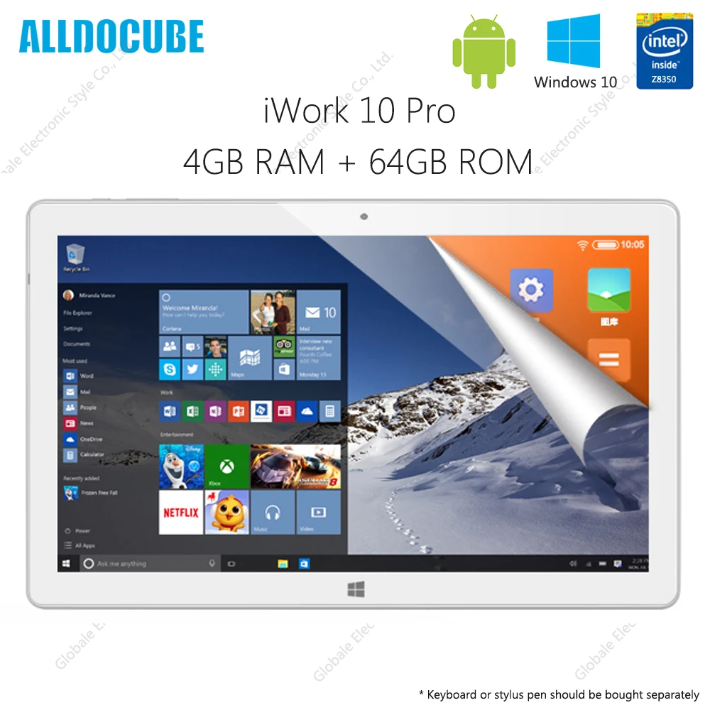 

Original ALLDOCUBE iWork 10Pro Tablet PC Android 5.1 10.1 inch Intel x5 - Z8350 Quad Core 4GB RAM 64GB ROM HDMI