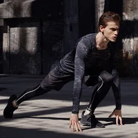5 Pcs/Set Men's Tracksuit Sports Suit Gym Fitness Compression Clothes Running Jogging Sport Wear Exercise Workout Tights 5