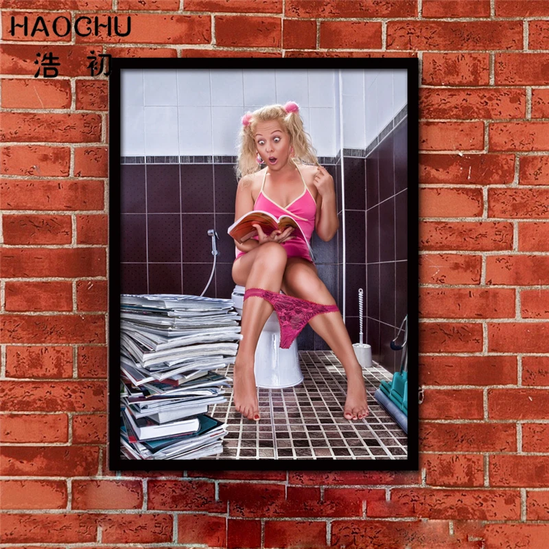 HAOCHU современные винтажные модные картины унитаз сексуальная леди Мужская