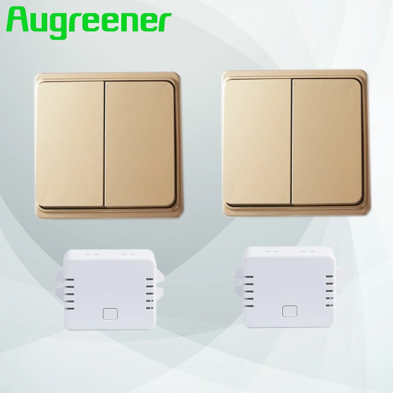 

Self-powered wireless switch 2 transmitters +2 receivers battery free for light or lamp with learn mode wall switch