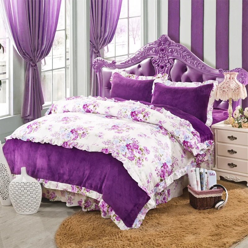 Coral fleece bedding set piece flannel plus velvet thickening FL