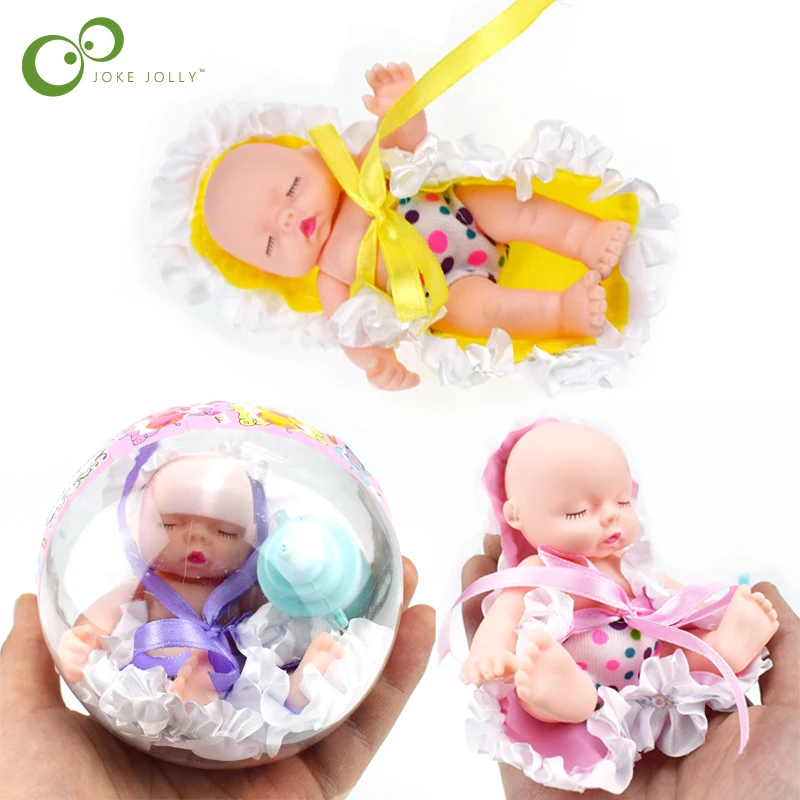 

10cm Cute Transparent Ball Doll Princess Pocket Palm Doll Ball Cute Simulation Plastic Capsules Play Toy For Kids Gift GYH