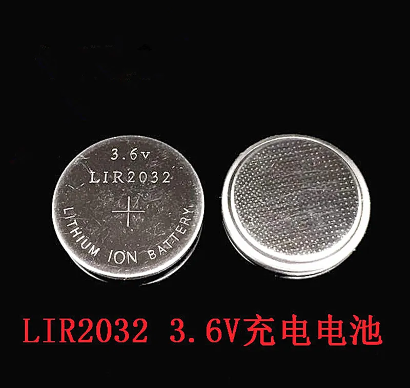 

1pcs LIR2032 3.6V button battery Machinable soldering feet Rechargeable battery Replace CR2032