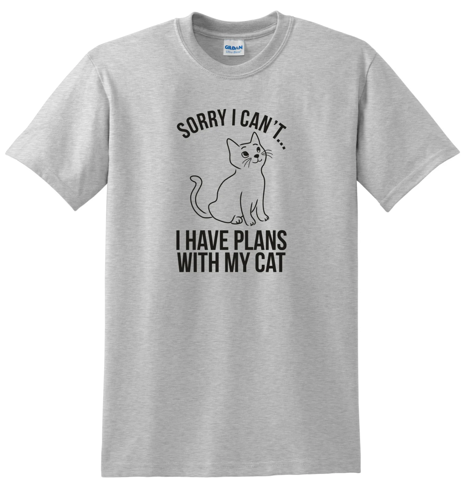 К сожалению, я не могу есть планы с My Cat футболка унисекс-ShirtStreetwear Забавный принт Костюмы хип-Tope Ман футболка Футболки Мода