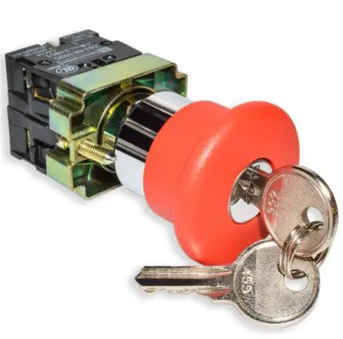 

1pcs XB2-BS142 Key Reset 1NO & 1NC Emergency Stop Push-button Switch