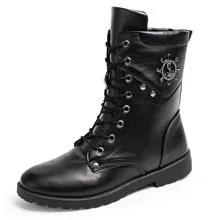 

Leisure Fashion Men Motorcycle Boots Solid Ankle Round ToeLace up Martin Boots Sewing Spring Autumm Casual Outdoor Working Shoes