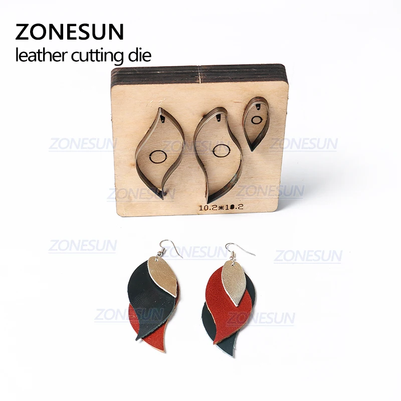 ZONESUN T9 DIY Custom Cutter Leather Earring Cutting Die Leather Cut Out Earring For Steel Rule Die Cutting Machine Press Tools