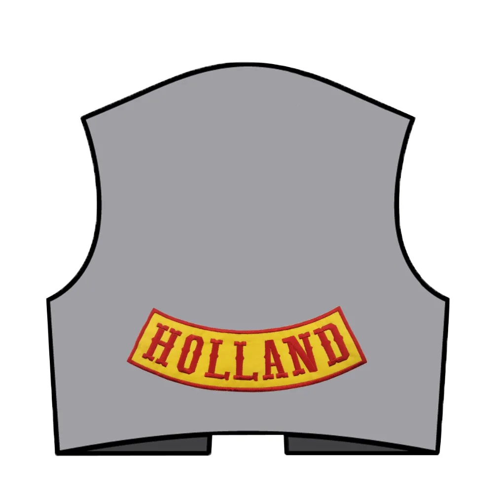 Bandidos Outlaw Holland Rocker Patches Iron On Back of Jacket Patch Yellow twill fabric Free Shipping DIY Eco-Friendly Custom (4)
