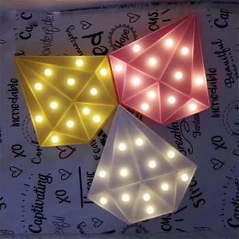 

3D Romantic Marquee Sign Noble Luxury Diamond LED Night Light Children Bedroom Lamp Kids Toy Wedding Wall Hanging Decor Gifts