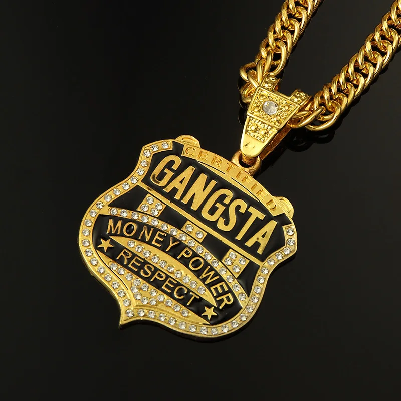 AGOOD 2017 Hiphop fashion Elegant font b gold b font statement necklaces pendants for women men