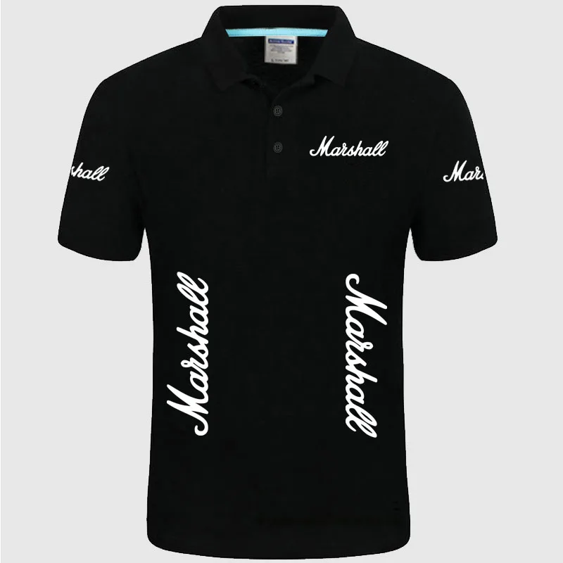Летняя Высококачественная брендовая рубашка поло с логотипом Marshall модная повседневная Однотонная рубашка поло рубашки в стиле унисекс