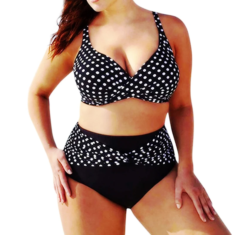 

Sexy Female Swimsuit Push Up Women Dot Big Breast High Waist Bikini Set Beachwear Bathing suit Swimwear Biquini Plus Size 5XL