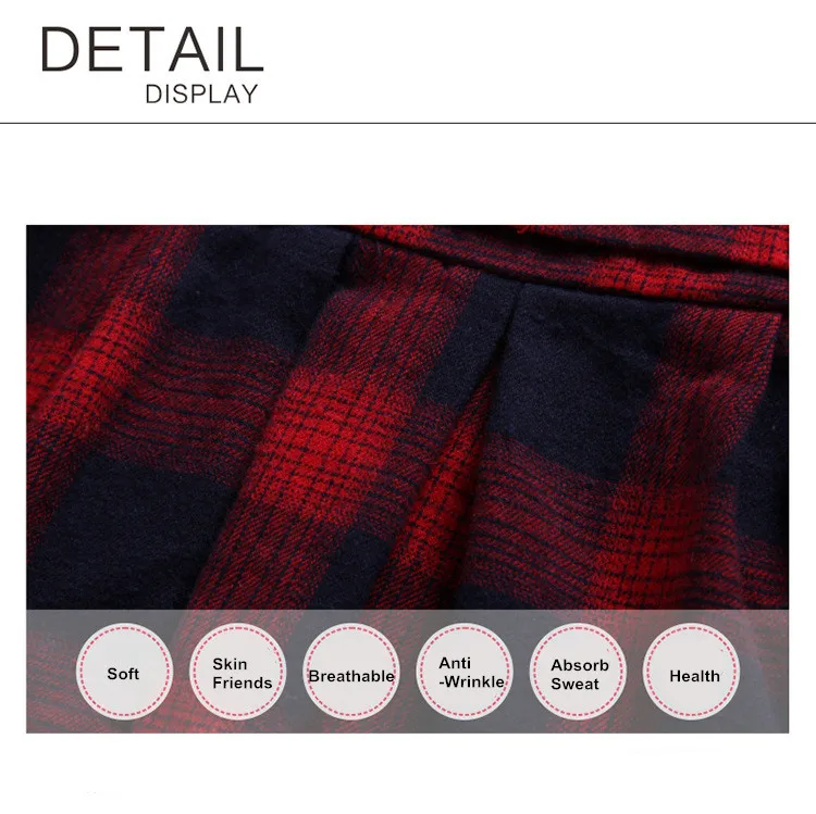  Mother Daughter Family Matching Long Sleeve Red Green Plaid Dress 16