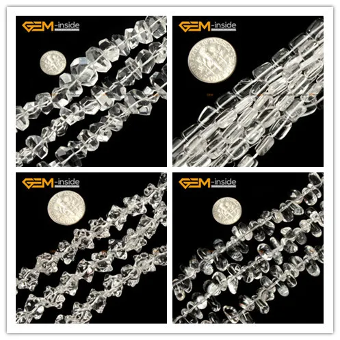 White Clear Crystal Quartz  Beads Selectable Shape...