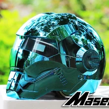 MASEI 610 IRONMAN capacete Motocoross Galvanoplastia azul do capacete Da Motocicleta Capacete metade capacete Personalidade Abrir rosto corrida capacete