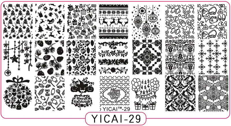 

1pcs Rectangle Nail Stamping Plate Happy Christams,Halloween,Festival Design For 3D Stencils Nail Art Steel Template CYICAI-29