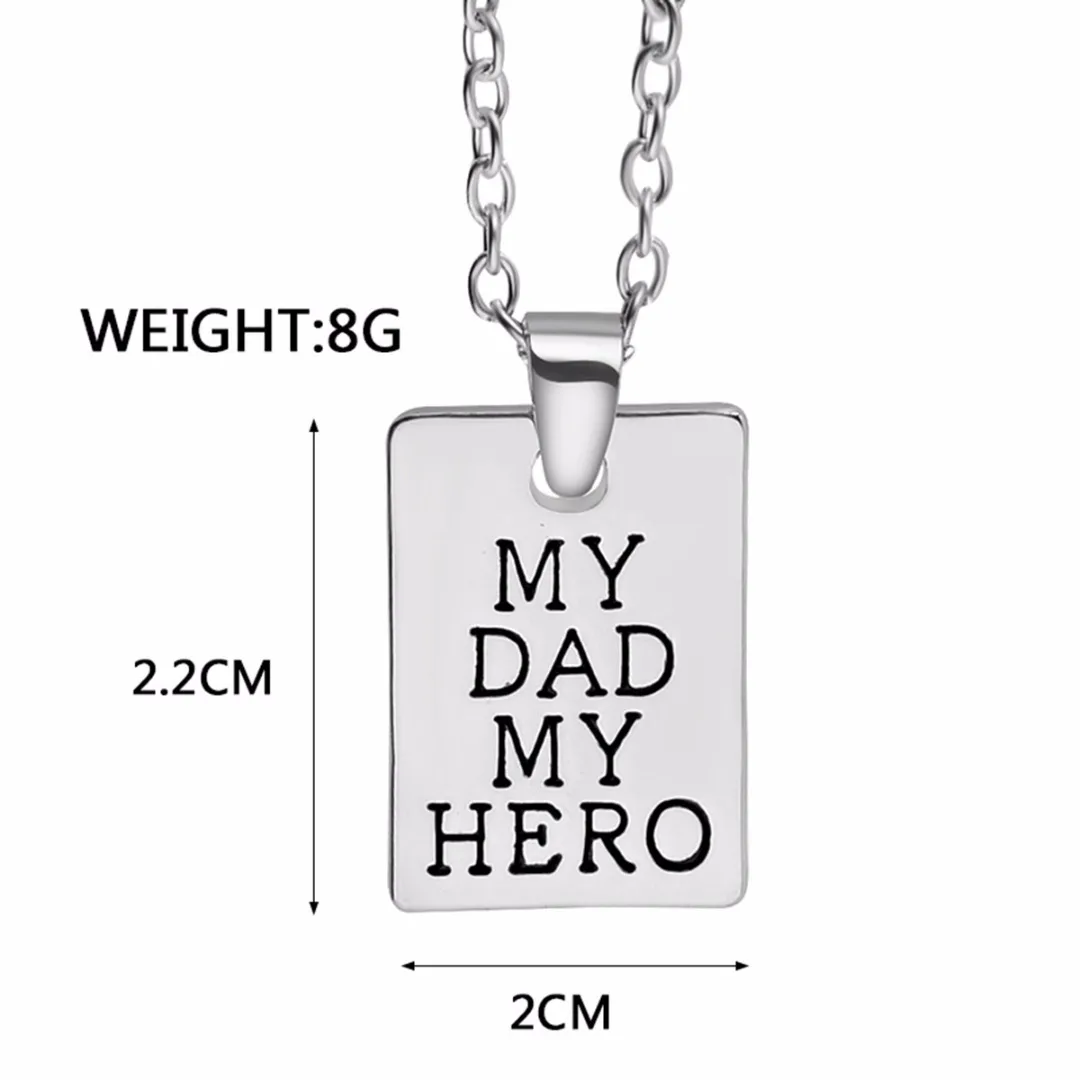 Silver Tag Pendant Necklaces Charming "My Dad My Hero" Choker Necklaces For Men Jewelry Accessories Shellhard Collier Femme