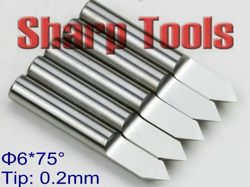 

75 Angle 6x 0.2MM V Bit Engraving Tungsten Carbide Cutter for CNC Wood Router, CNC Knife Cutter Tools Woodworking End Mill Bits