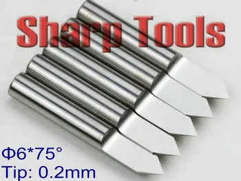 

75 Angle 6x 0.2MM V Bit Engraving Tungsten Carbide Cutter for CNC Wood Router, CNC Knife Cutter Tools Woodworking End Mill Bits