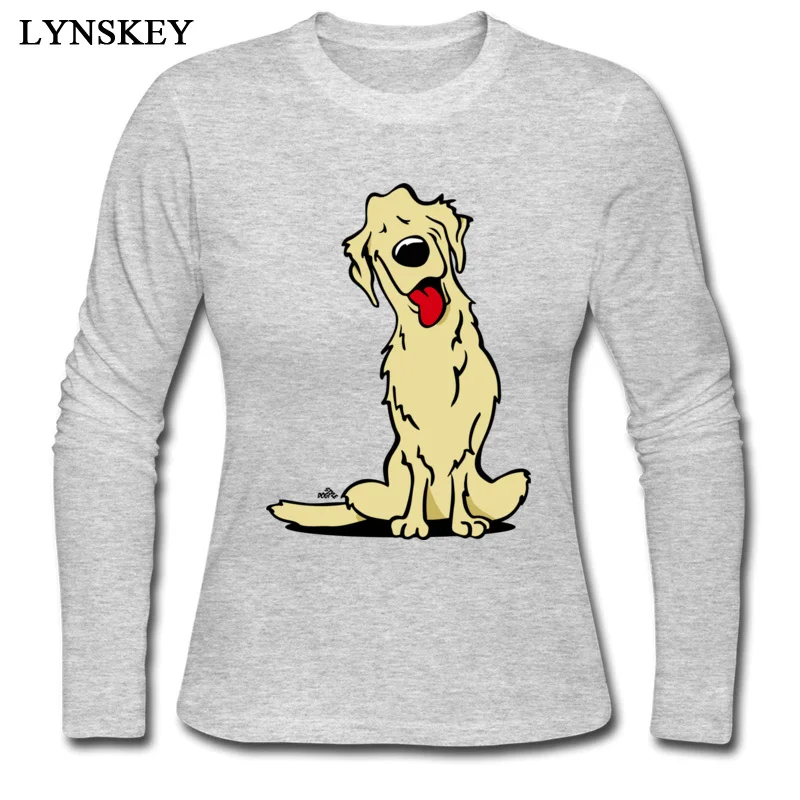 Cute Dog Printed On T Shirt Cartoon Gold Dog Long Sleeve T Shirt 100