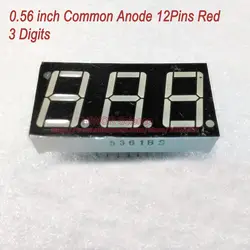 (10 шт./лот светодио дный дисплей 0,56 дюймов 12 контактов 3 цифры биты 7 сегментный светодио дный красный светодиодный дисплей общий анод