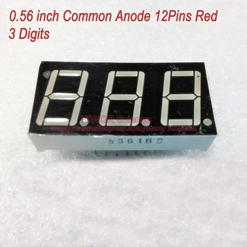 10 PCS 3 Digits 0.56" RED NUMERIC LED DISPLAY 7 SEG SEGMENT COMMON ANODE 3 Digit