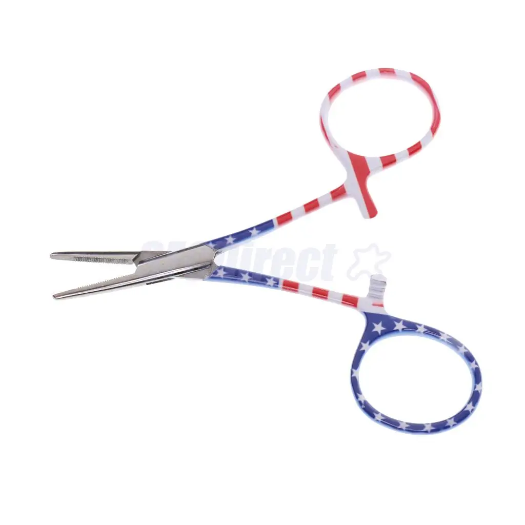 Us Flag Stainless Steel Fly Fishing Locking Elbow Scissors Pliers