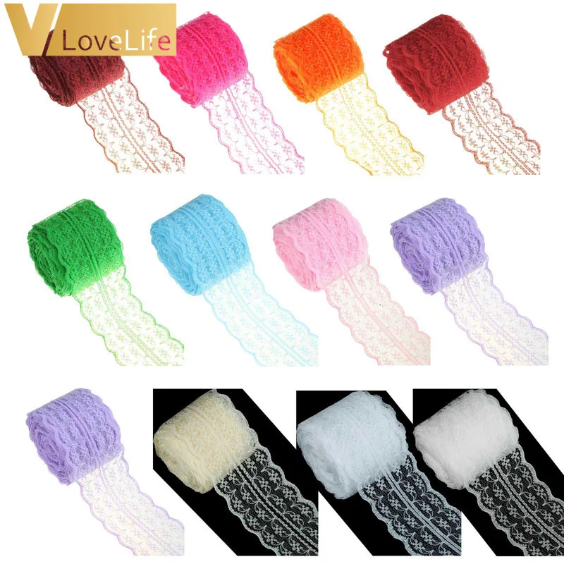 

(10 yards/ Roll) Lace Roll White Lace Ribbon Vintage Floral Lace Trimming Bridal Wedding Lace for Decoration Crafts 45mm
