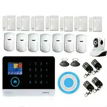 Pantalla táctil Teclado Inalámbrico Wifi GSM Hogar Sistema de Alarma de Ladrón de la Seguridad Empresarial Sirena Inalámbrica Wifi Cámara IP Detector De Humo