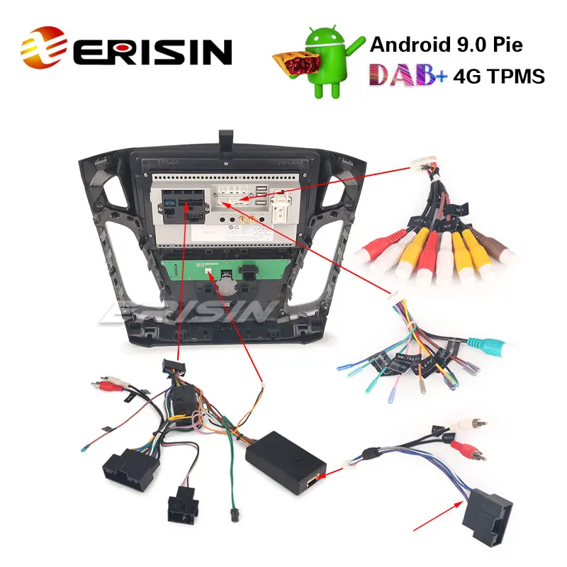 Perfect Erisin ES4895F 9" Android 9.0 Car Stereo Radio GPS SWC Canbus WiFi OBD Bluetooth for Ford Focus 4