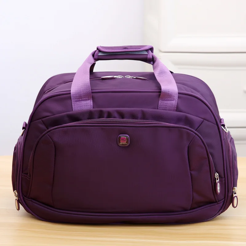 Для мужчин/Для женщин Дорожные сумки модные Повседневное нейлон Водонепроницаемый большой Ёмкость Чемодан спортивная сумка дорожная сумка - Цвет: Фиолетовый