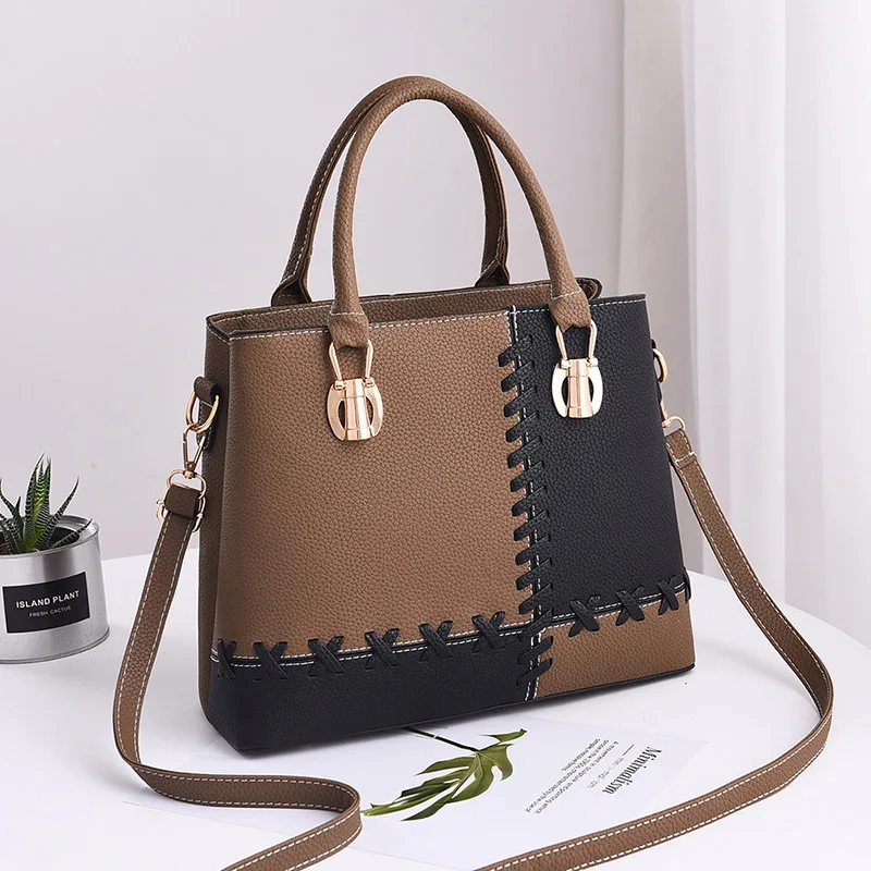 PU Leather Women Stitching Handbag Fashion Female Holiday Shoulder Bags INS Lady Casual Messenger Bag Exquisite Crossbody SS7282 (3)