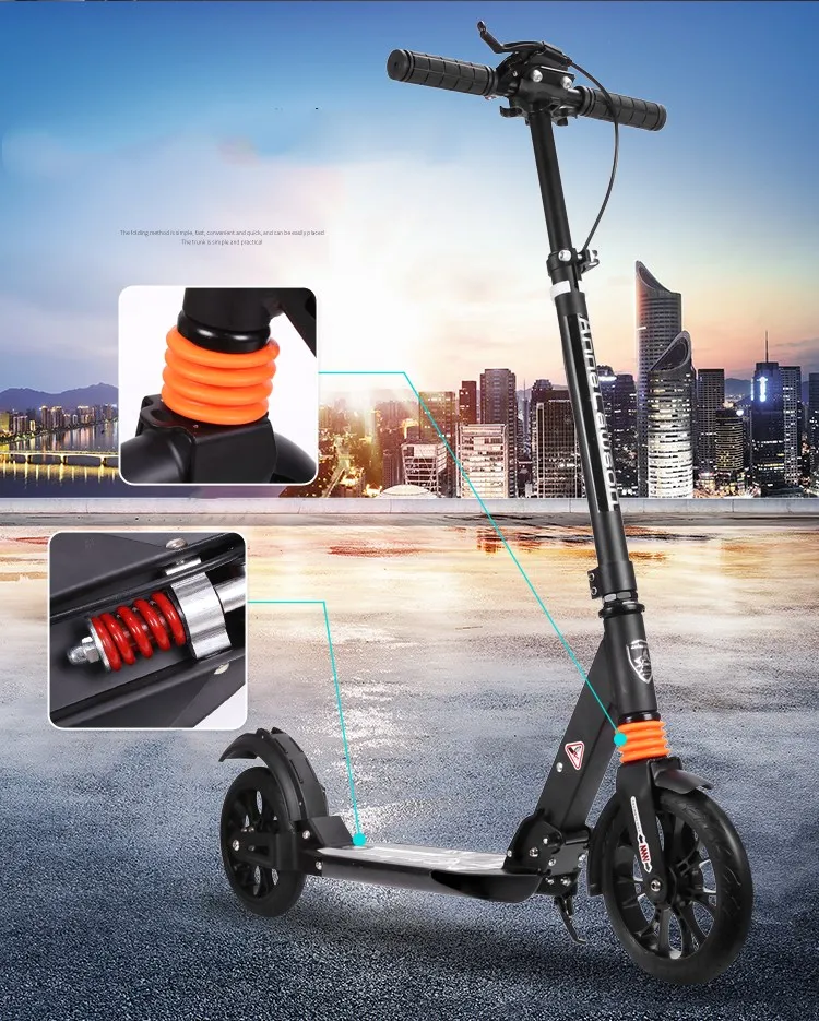 

adult children kick scooter foldable PU 2wheels bodybuilding all aluminum shock absorption urban campus transportation