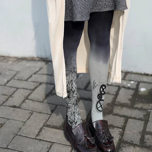 

Princess sweet lolita pantyhose Personality street punk heavy metal gear gradient printing pantyhoseLKW67