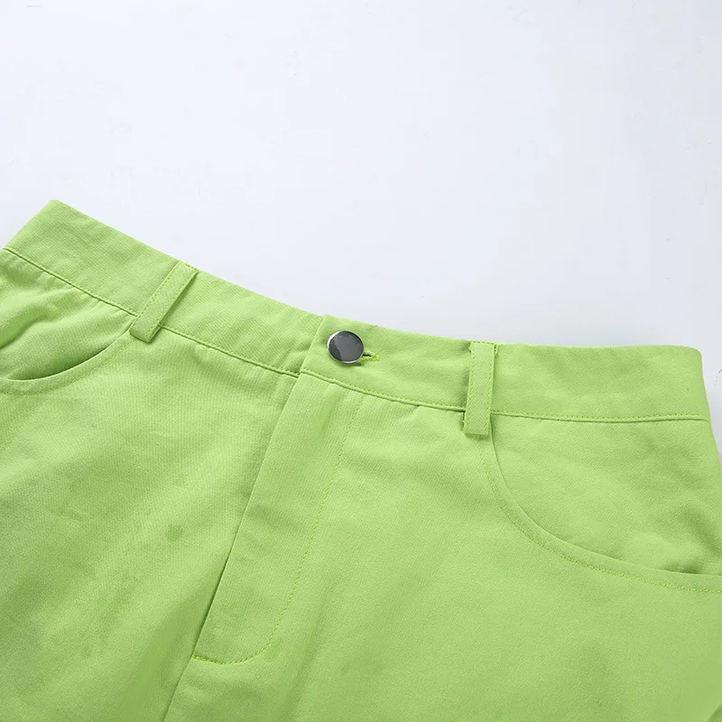 Шикарная милая уличная корейская свежая зеленая юбка с высокой талией узкая короткая мини-юбка
