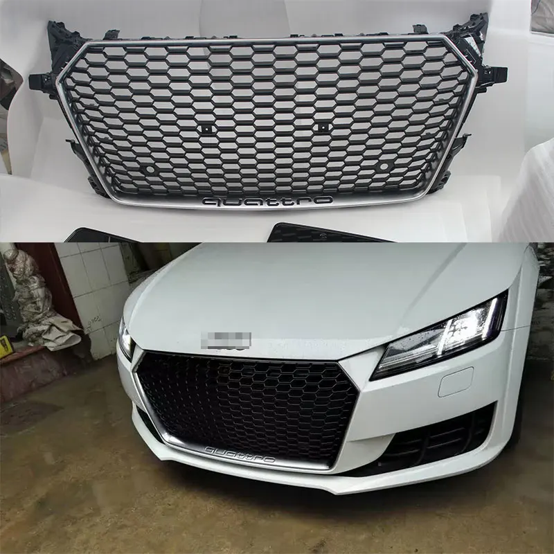 

Car-Styling TTRS Style silver frame black Front Bumper Honeycomb mesh Grill Grille with quattro For Audi TT MK3 Typ 8S 2015 up
