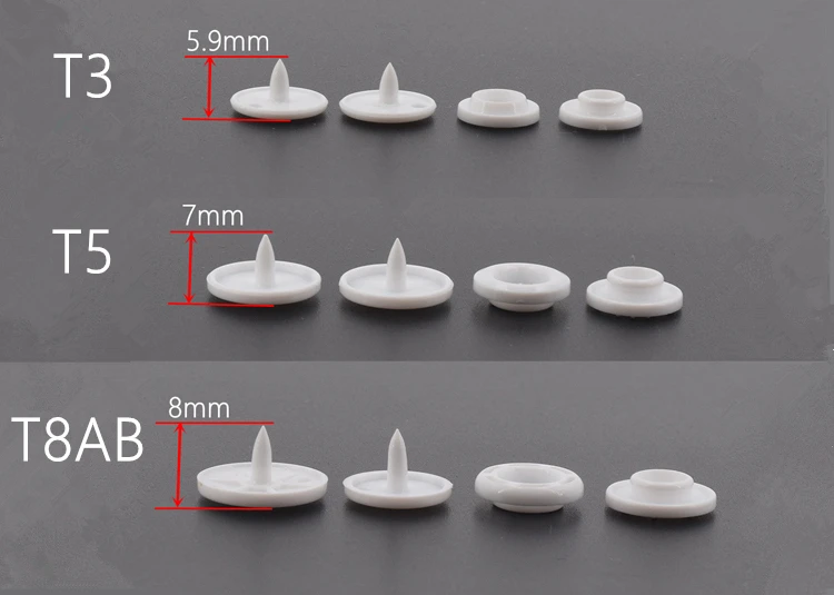 100 наборов KAM T3 T5 T8 круглые пластиковые застежки для пуговиц, стеганное одеяло, простыня, кнопки для одежды, аксессуары для детской одежды, зажимы