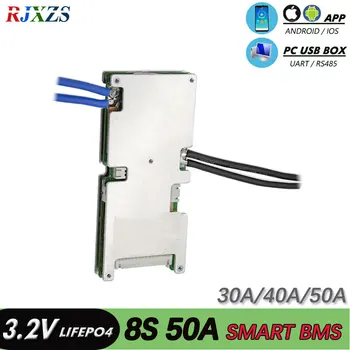 

smart bms bluetooth 8S 30A/40A/50A 24V Lifepo4 smart bms pcm with android Bluetooth app UART bms wi software (APP) monitor