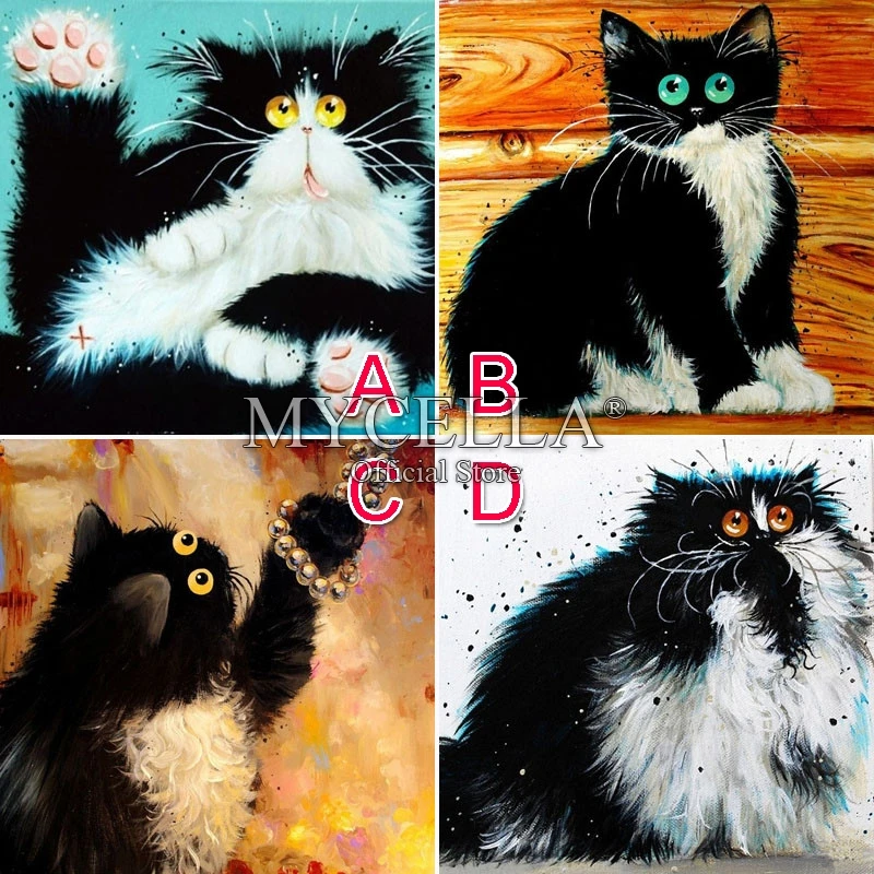 Цветной Кот DIY Алмазная Вышивка крестом полная круглая вышивка украшение дома
