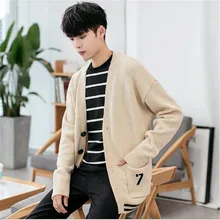 Мужской свитер-кардиган Han edition кардиган V тренд Однорядный весенне-осенний свитер