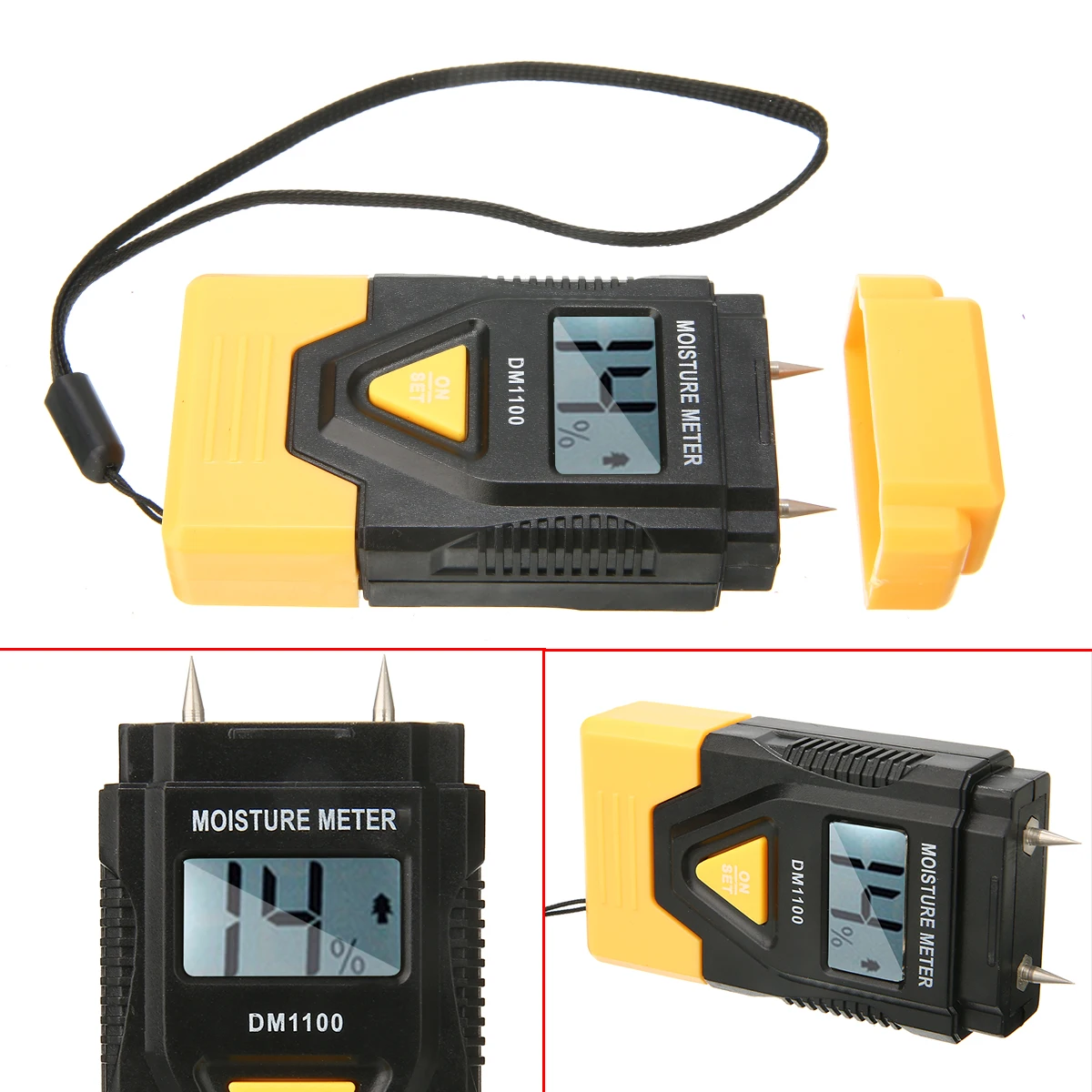 

3 in 1 Handheld Moisture Meter Tester LCD Display For Wood Cardboard Plaster Logs With Backlight 2 Pin Probes
