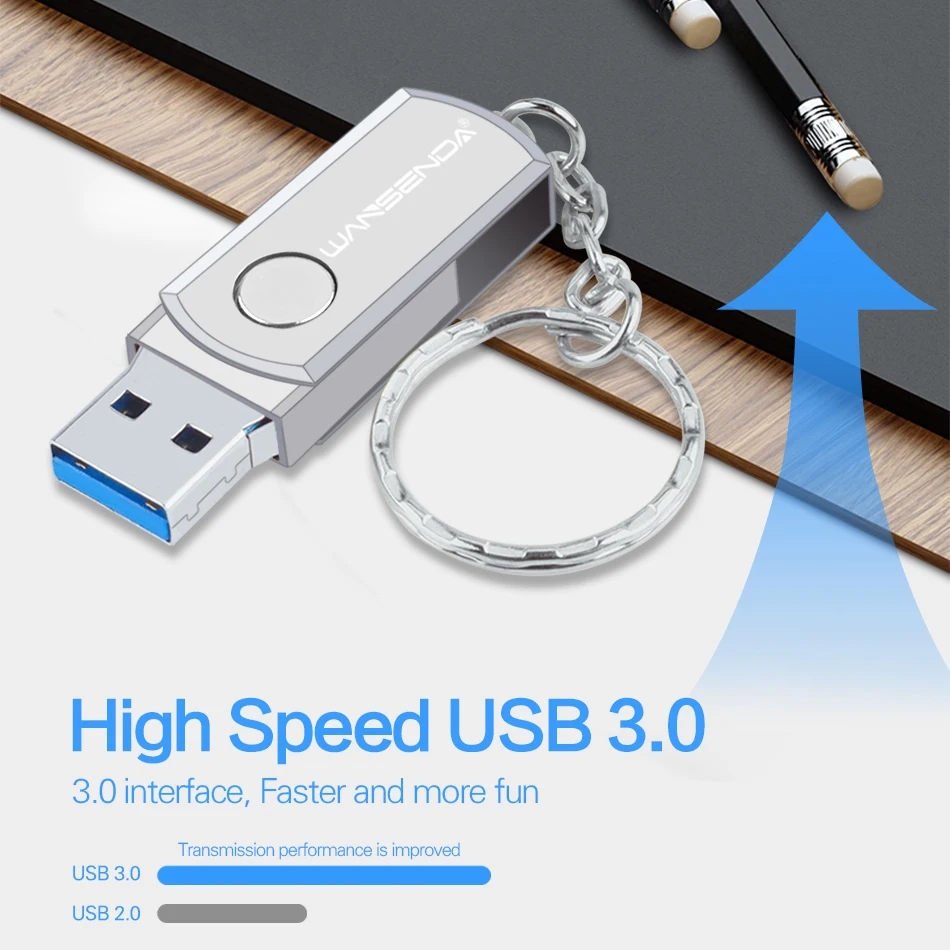 Новинка WANSENDA Usb 3 0 брелок USB флеш накопитель вращающийся 8 ГБ 16 32 64 Гб 128 256 Флешка