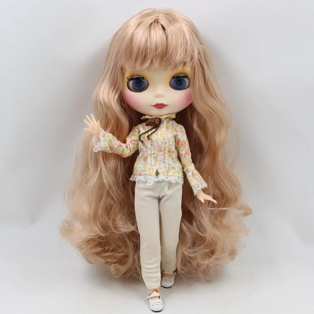 Обнаженная кукла ICY Blyth для серии № BL3227/1010 блонд микс розовых волос с челкой матовое покрытие для лица подходит для самостоятельного изменения BJD